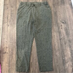 J Jill Women's M Joggers Green Paisley Drawstring Pockets Straight Leg Boho Pant